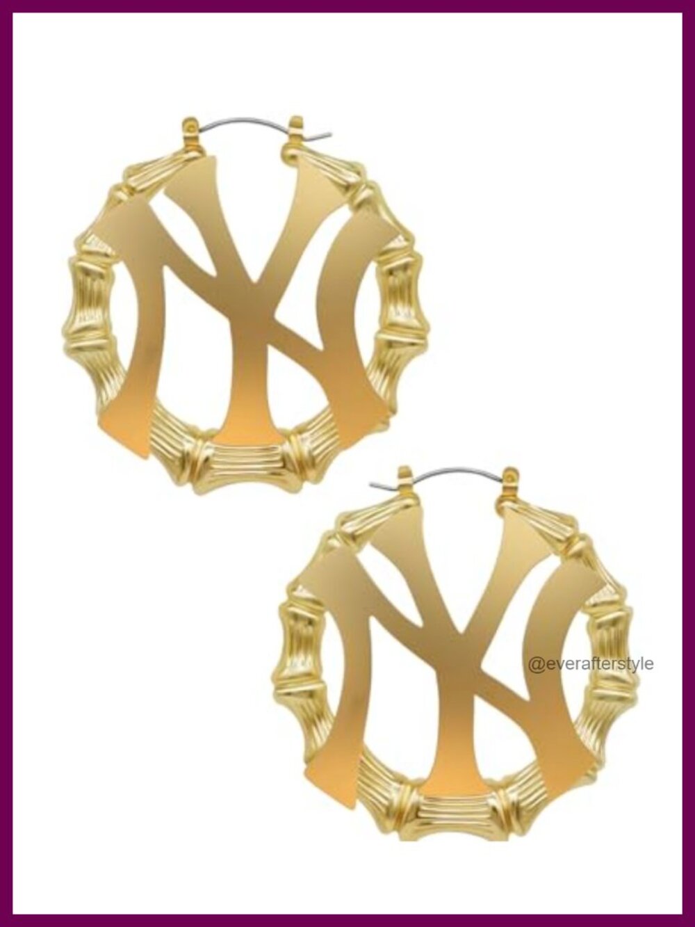 14K Gold Plated Bamboo Hoop Earrings for Women Hip Hop Fashion